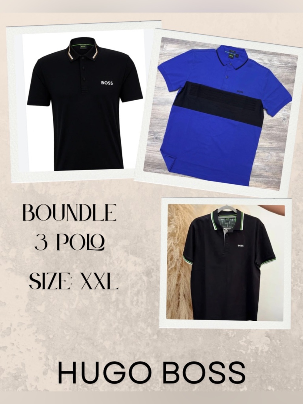 Hugo Boss Men's Polo Shirt Bundle 3 pack Black & Blue size: XXL